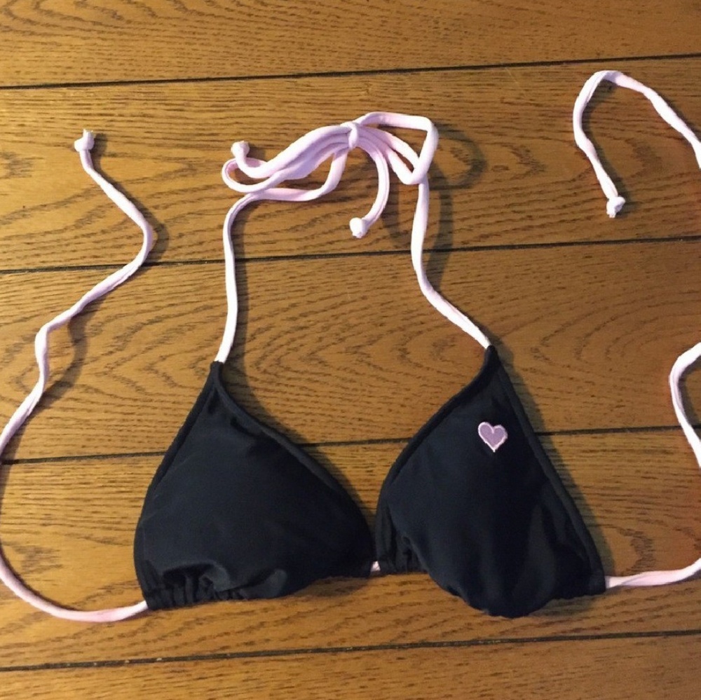 Adorable black and pink triangle bikini top size M